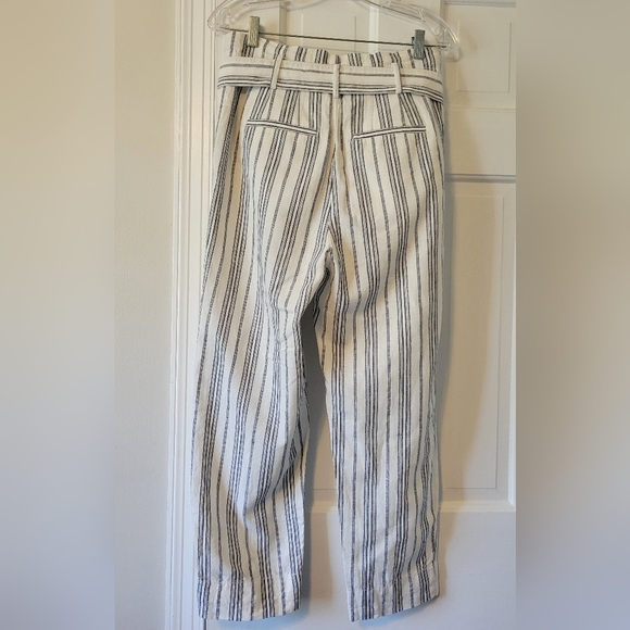 Madewell Linen Cotton Striped High Waist Paper Bag pants - Picture 6 of 8